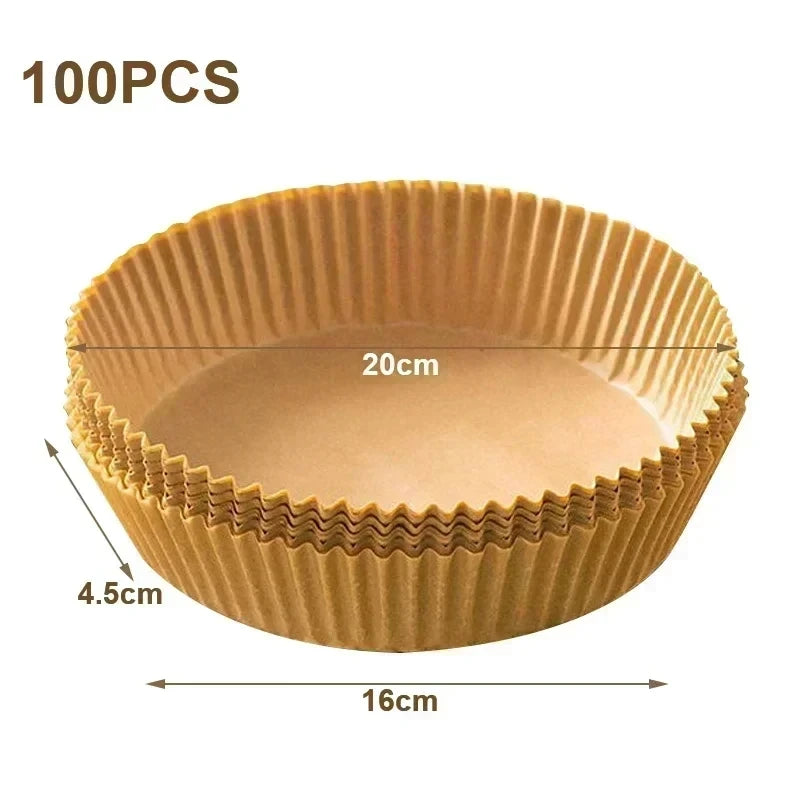 50pcs/set Disposable Air Fryer Paper Liner 20CM Oil-proof Water-proof Airfryer Disposable Cooking Paper Trays Baking Paper