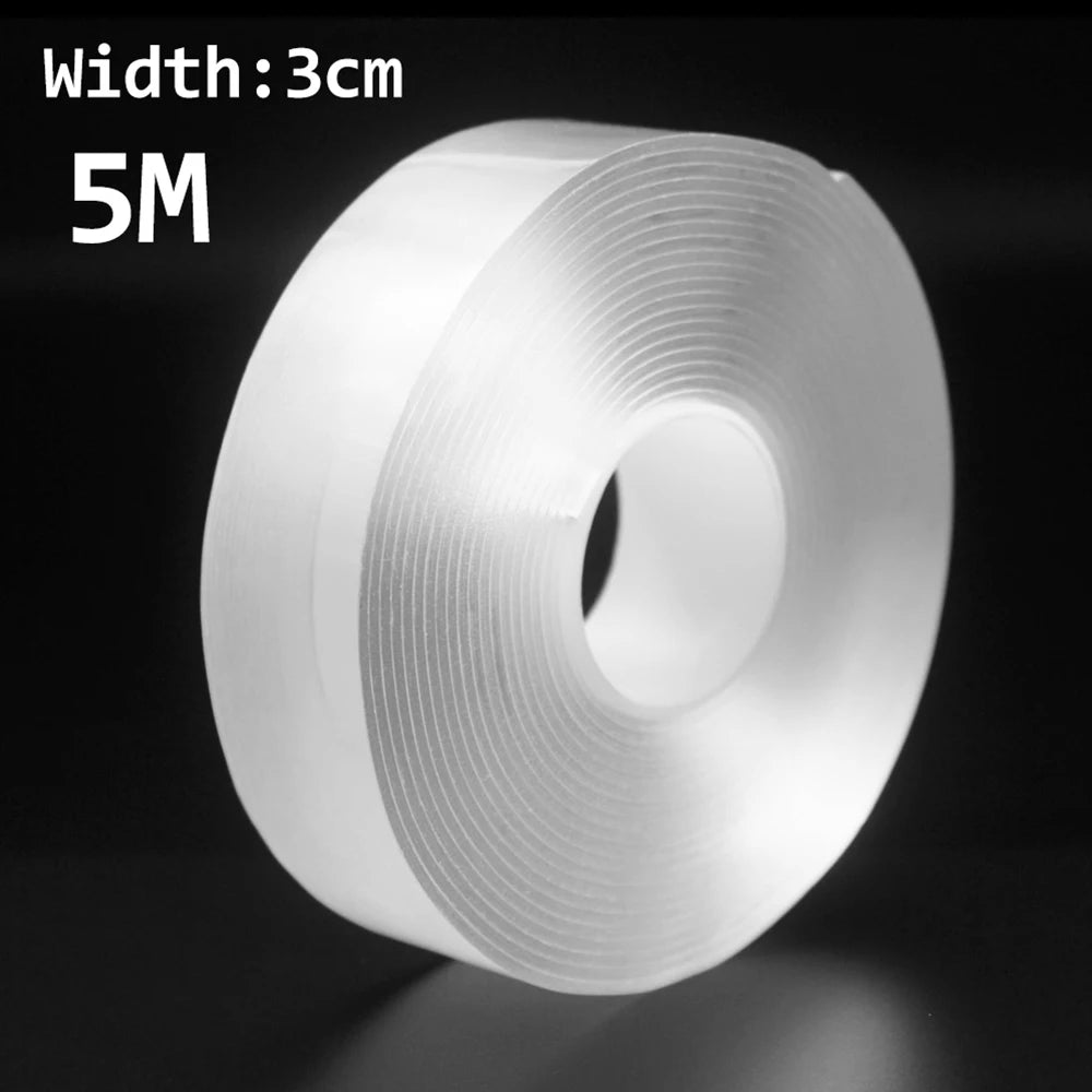 1/3/5M Traceless And Reusable Waterproof Double-sided Tape Nano Tape, Suitable For Kitchen, Bathroom, Office And Other Supplies
