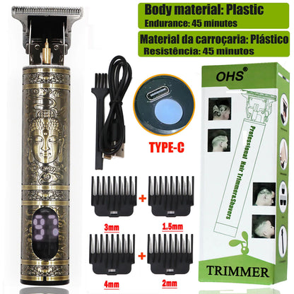 2025 T9 HairClipper Beard Shaving Body Hair Trimmer Clippers Electric Machine Men Haircut Machine 0mm Barber ShaverDragon Carved